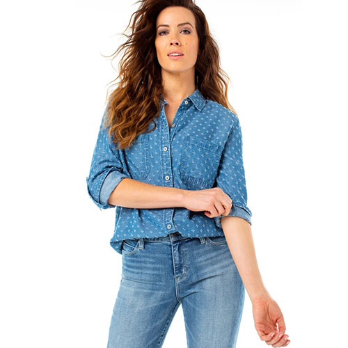 women's rolled sleeve shirt